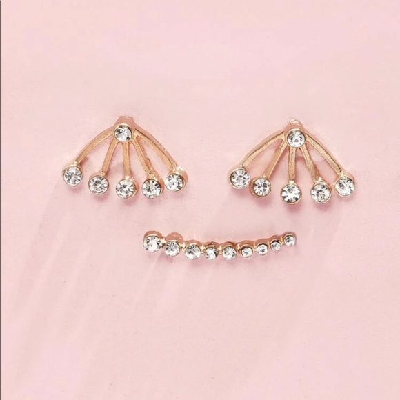 2 Sided Rhinestone Earrings and Ear crawler - Picture 2 of 5